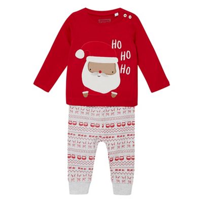 bluezoo Baby boys' red Santa applique pyjama set